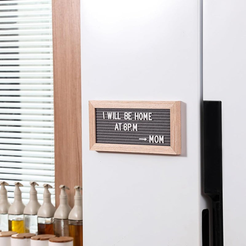 G GAMIT Small Magnetic Felt Letter Board 11x5 Inch with Changeable Letters and Numbers, Message Board Letter Sign Board in Wood Frame for Announcement&Notification(Gray) - Image 4